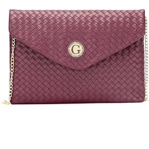 Plum Giselle Paris Esme Woven Clutch Crossbody Chain